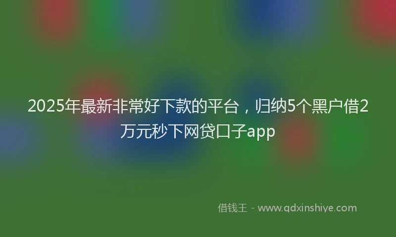 2025年最新非常好下款的平台，归纳5个黑户借2万元秒下网贷口子app