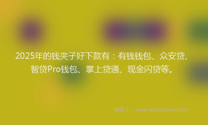 2025年的钱夹子好下款有：有钱钱包、众安贷、智贷Pro钱包、掌上贷通、现金闪贷等。