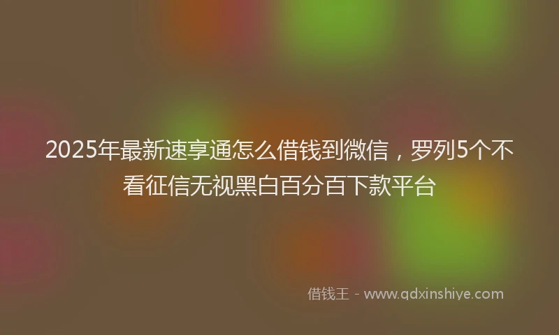 2025年最新速享通怎么借钱到微信，罗列5个不看征信无视黑白百分百下款平台