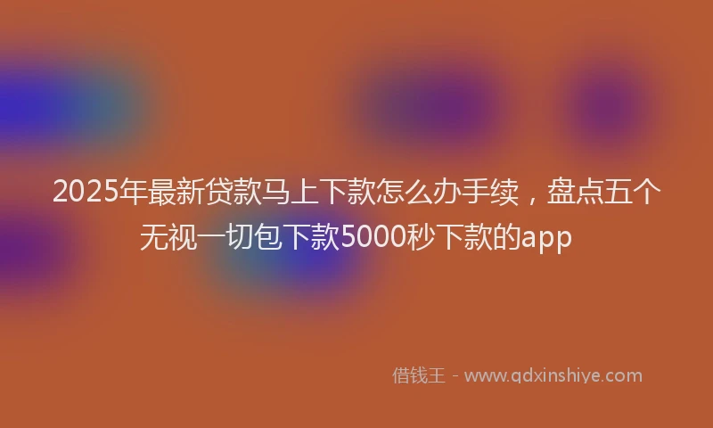 2025年最新贷款马上下款怎么办手续，盘点五个无视一切包下款5000秒下款的app
