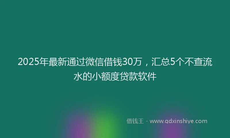2025年最新通过微信借钱30万，汇总5个不查流水的小额度贷款软件