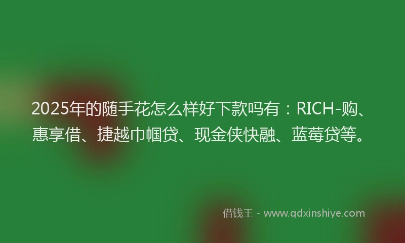 2025年的随手花怎么样好下款吗有：RICH-购、惠享借、捷越巾帼贷、现金侠快融、蓝莓贷等。