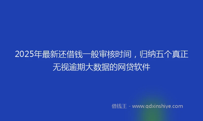 2025年最新还借钱一般审核时间，归纳五个真正无视逾期大数据的网贷软件