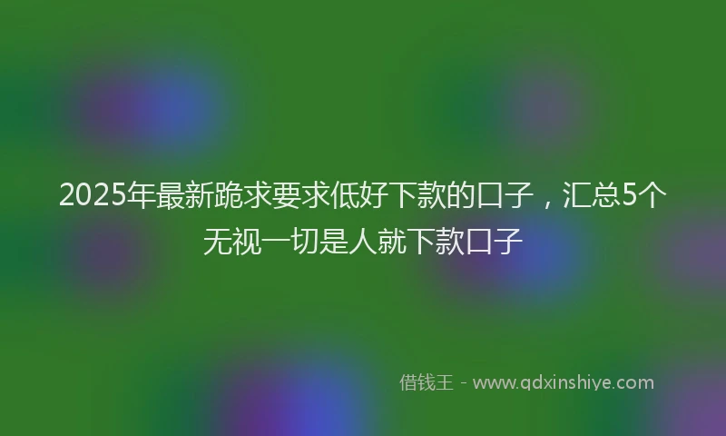 2025年最新跪求要求低好下款的口子，汇总5个无视一切是人就下款口子