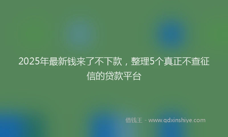 2025年最新钱来了不下款，整理5个真正不查征信的贷款平台