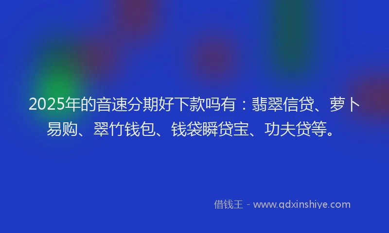 2025年的音速分期好下款吗有：翡翠信贷、萝卜易购、翠竹钱包、钱袋瞬贷宝、功夫贷等。