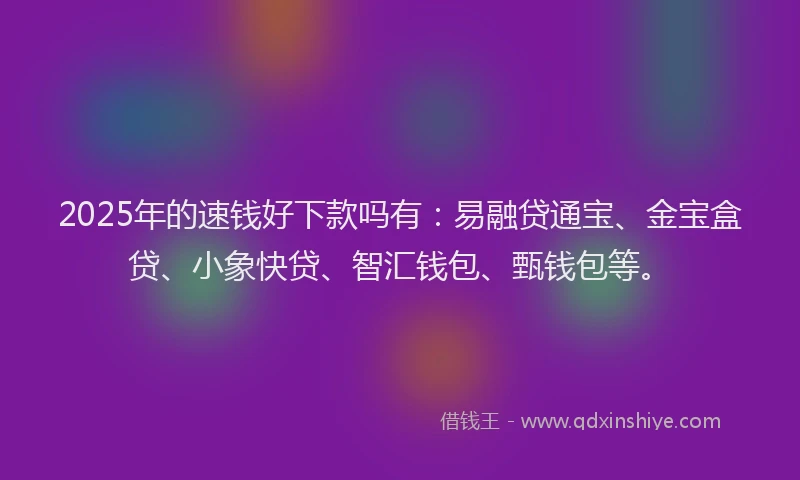 2025年的速钱好下款吗有：易融贷通宝、金宝盒贷、小象快贷、智汇钱包、甄钱包等。