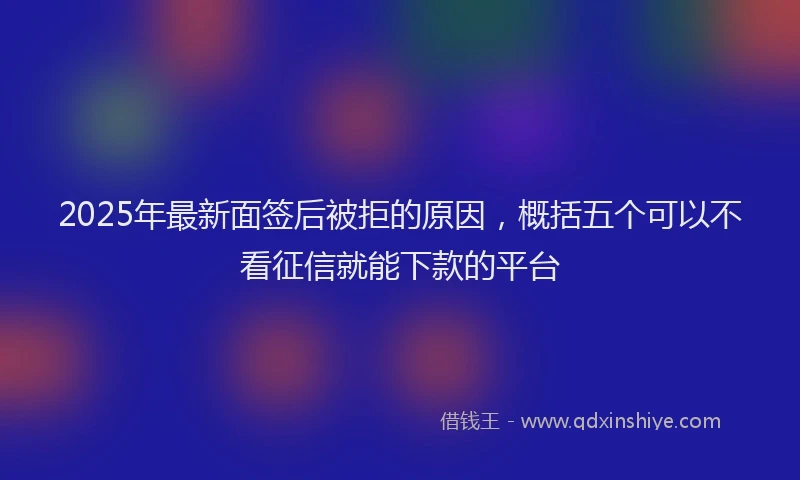 2025年最新面签后被拒的原因，概括五个可以不看征信就能下款的平台