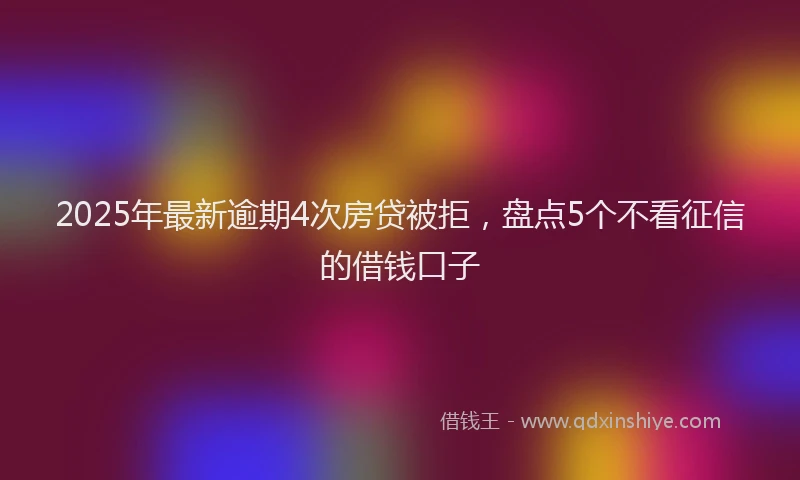 2025年最新逾期4次房贷被拒，盘点5个不看征信的借钱口子