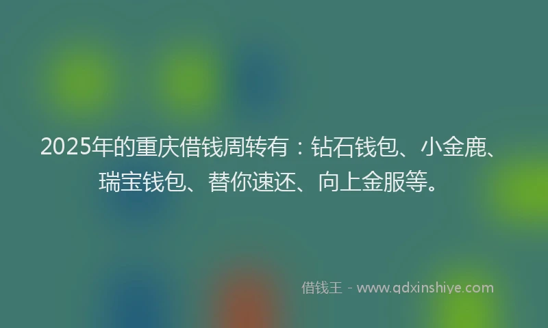 2025年的重庆借钱周转有：钻石钱包、小金鹿、瑞宝钱包、替你速还、向上金服等。