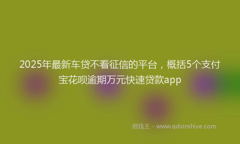 2025年最新车贷不看征信的平台，概括5个支付宝花呗逾期万元快速贷款app
