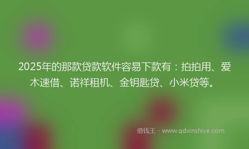 2025年的那款贷款软件容易下款有：拍拍用、爱木速借、诺祥租机、金钥匙贷、小米贷等。