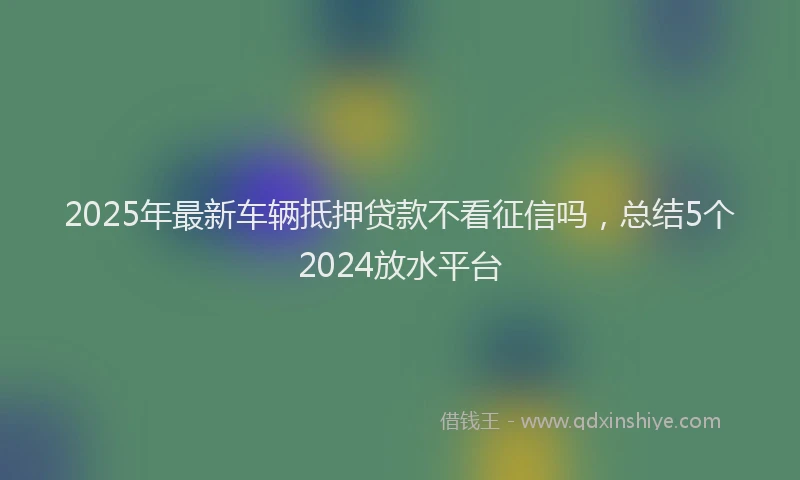 2025年最新车辆抵押贷款不看征信吗，总结5个2024放水平台