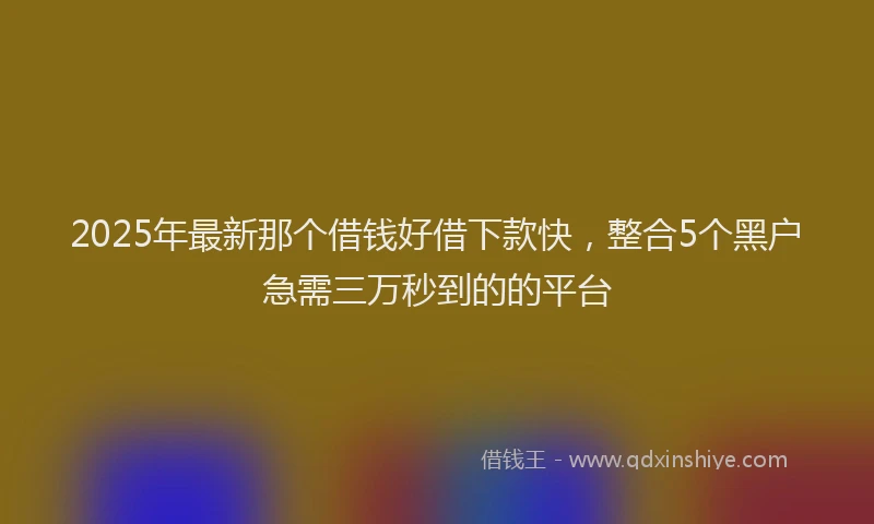 2025年最新那个借钱好借下款快，整合5个黑户急需三万秒到的的平台