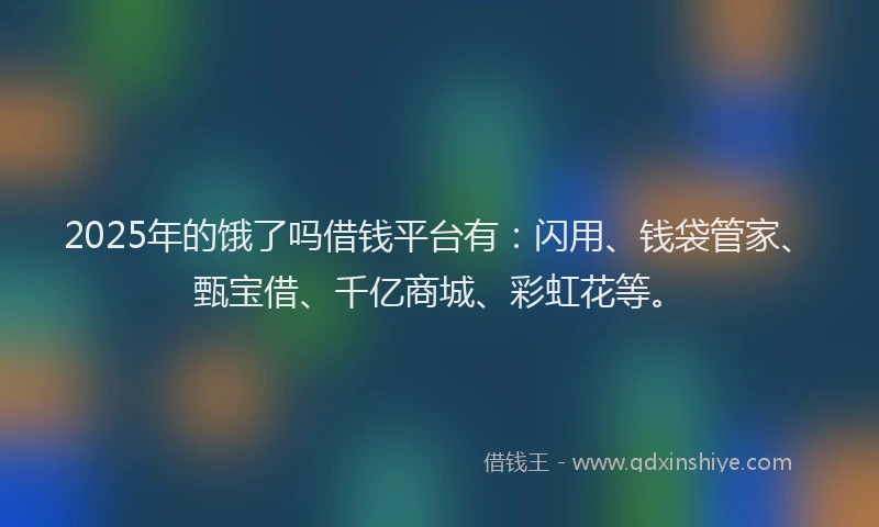 2025年的饿了吗借钱平台有：闪用、钱袋管家、甄宝借、千亿商城、彩虹花等。