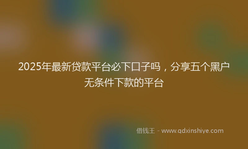 2025年最新贷款平台必下口子吗，分享五个黑户无条件下款的平台