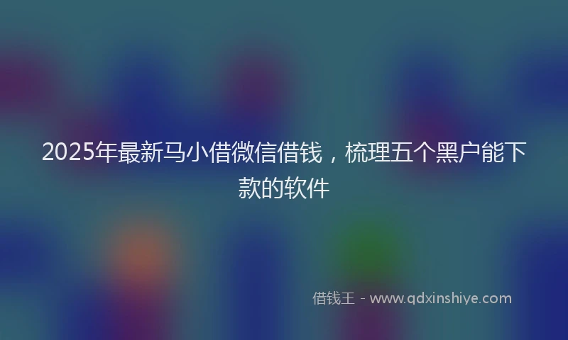 2025年最新马小借微信借钱，梳理五个黑户能下款的软件