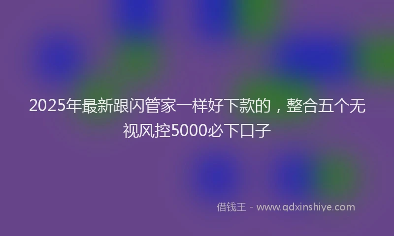 2025年最新跟闪管家一样好下款的，整合五个无视风控5000必下口子
