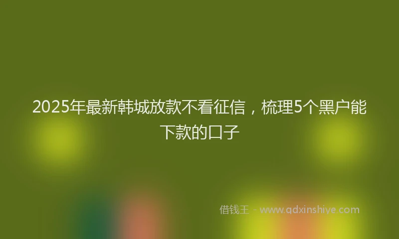 2025年最新韩城放款不看征信，梳理5个黑户能下款的口子