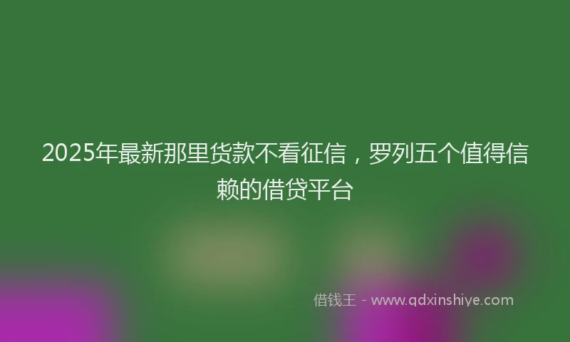 2025年最新那里货款不看征信，罗列五个值得信赖的借贷平台
