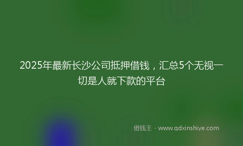 2025年最新长沙公司抵押借钱，汇总5个无视一切是人就下款的平台