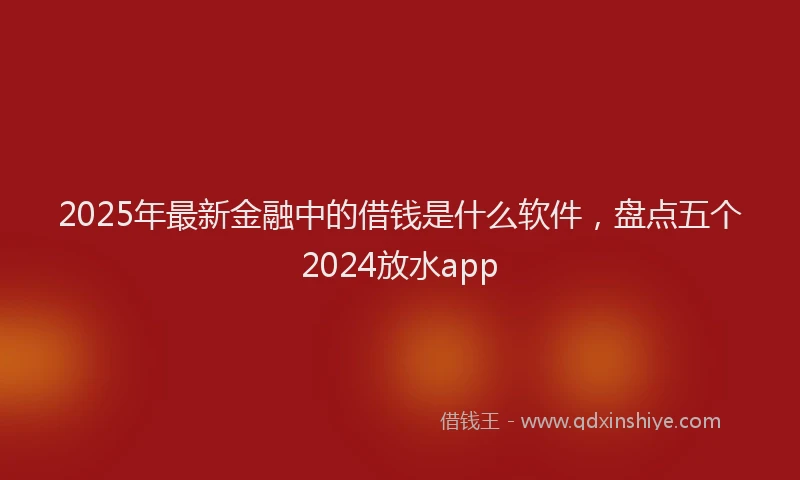 2025年最新金融中的借钱是什么软件，盘点五个2024放水app