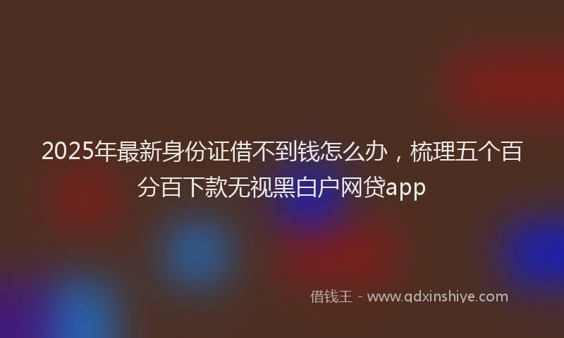 2025年最新身份证借不到钱怎么办，梳理五个百分百下款无视黑白户网贷app