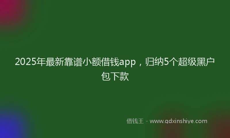2025年最新靠谱小额借钱app，归纳5个超级黑户包下款