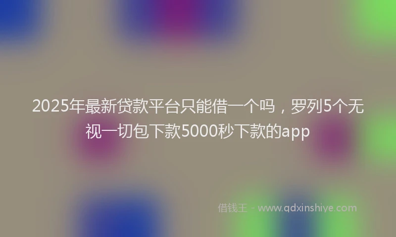 2025年最新贷款平台只能借一个吗，罗列5个无视一切包下款5000秒下款的app