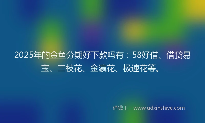 2025年的金鱼分期好下款吗有：58好借、借贷易宝、三枝花、金瀛花、极速花等。
