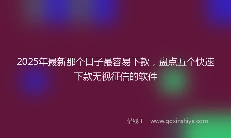 2025年最新那个口子最容易下款，盘点五个快速下款无视征信的软件