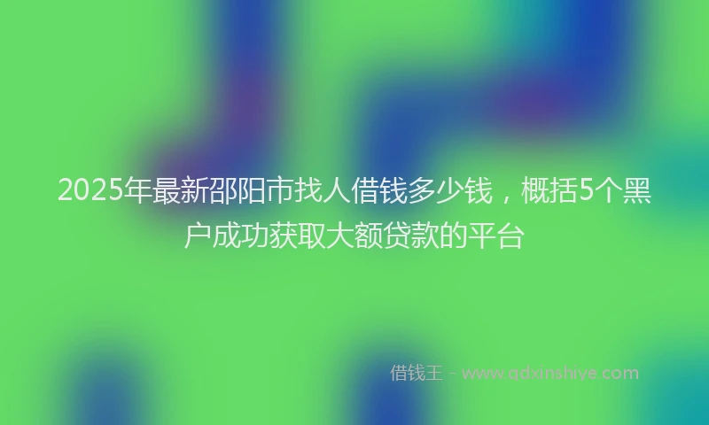 2025年最新邵阳市找人借钱多少钱，概括5个黑户成功获取大额贷款的平台