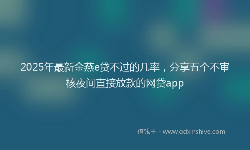 2025年最新金燕e贷不过的几率，分享五个不审核夜间直接放款的网贷app