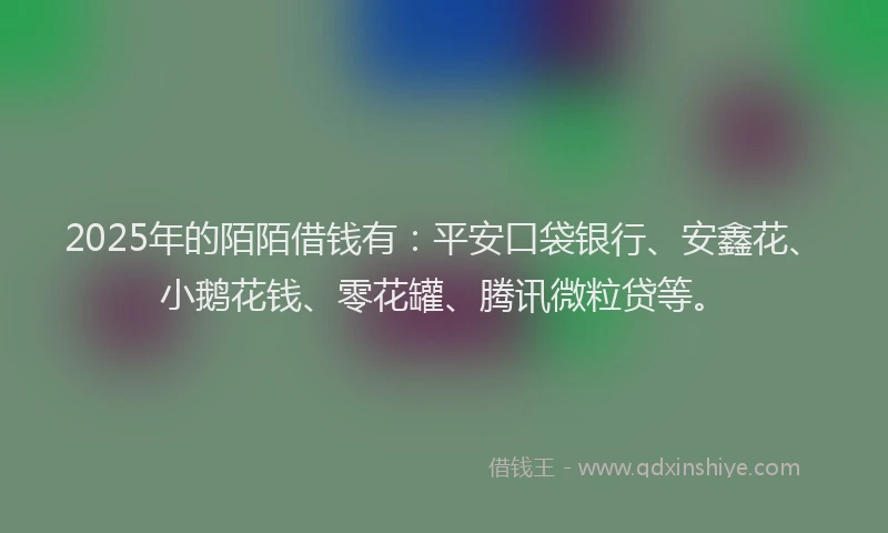 2025年的陌陌借钱有：平安口袋银行、安鑫花、小鹅花钱、零花罐、腾讯微粒贷等。
