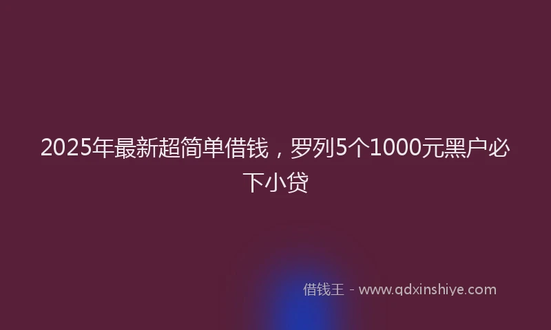 2025年最新超简单借钱，罗列5个1000元黑户必下小贷