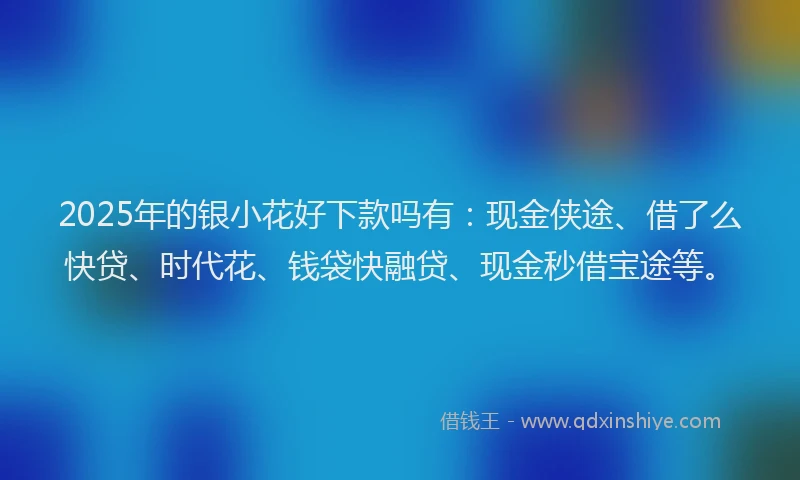 2025年的银小花好下款吗有：现金侠途、借了么快贷、时代花、钱袋快融贷、现金秒借宝途等。
