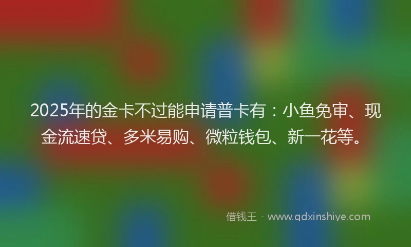 2025年的金卡不过能申请普卡有：小鱼免审、现金流速贷、多米易购、微粒钱包、新一花等。