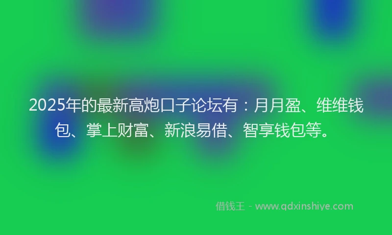 2025年的最新高炮口子论坛有：月月盈、维维钱包、掌上财富、新浪易借、智享钱包等。