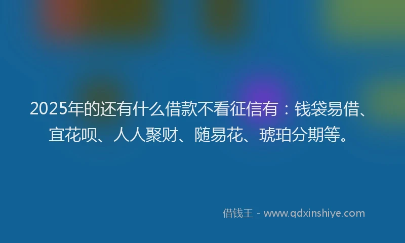 2025年的还有什么借款不看征信有：钱袋易借、宜花呗、人人聚财、随易花、琥珀分期等。