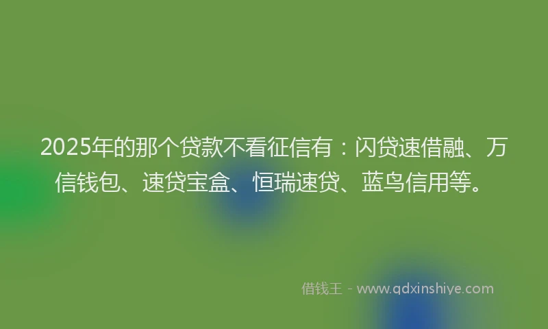 2025年的那个贷款不看征信有：闪贷速借融、万信钱包、速贷宝盒、恒瑞速贷、蓝鸟信用等。
