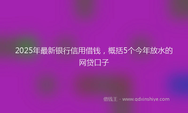 2025年最新银行信用借钱，概括5个今年放水的网贷口子