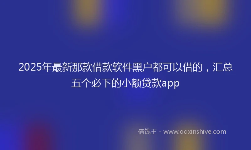 2025年最新那款借款软件黑户都可以借的，汇总五个必下的小额贷款app