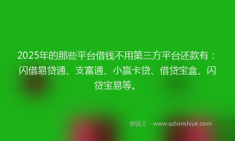 2025年的那些平台借钱不用第三方平台还款有：闪借易贷通、支富通、小赢卡贷、借贷宝盒、闪贷宝易等。