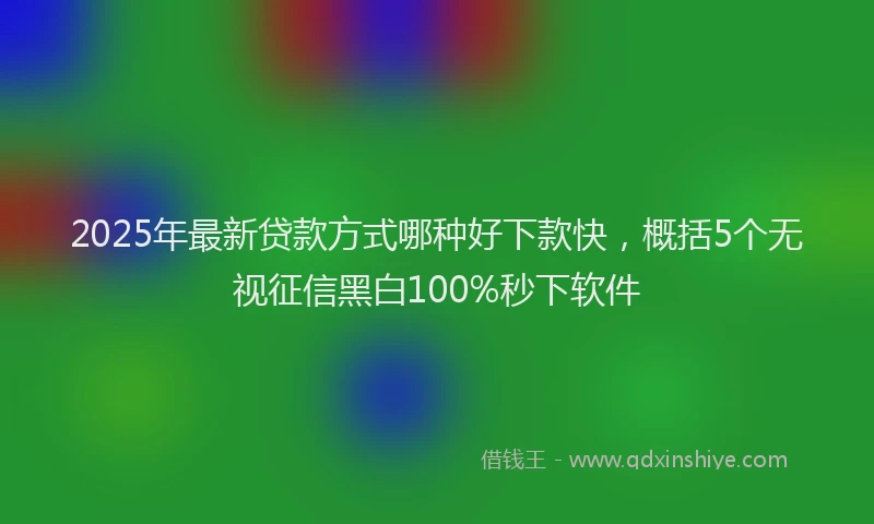 2025年最新贷款方式哪种好下款快，概括5个无视征信黑白100%秒下软件