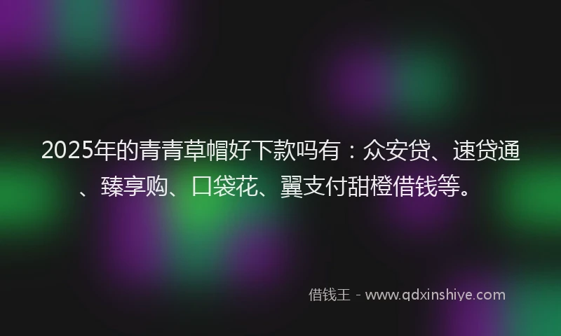 2025年的青青草帽好下款吗有：众安贷、速贷通、臻享购、口袋花、翼支付甜橙借钱等。