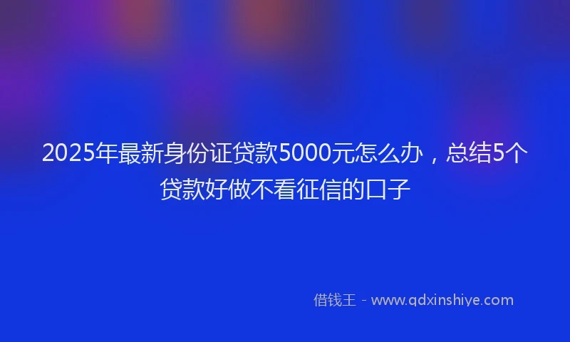 2025年最新身份证贷款5000元怎么办，总结5个贷款好做不看征信的口子
