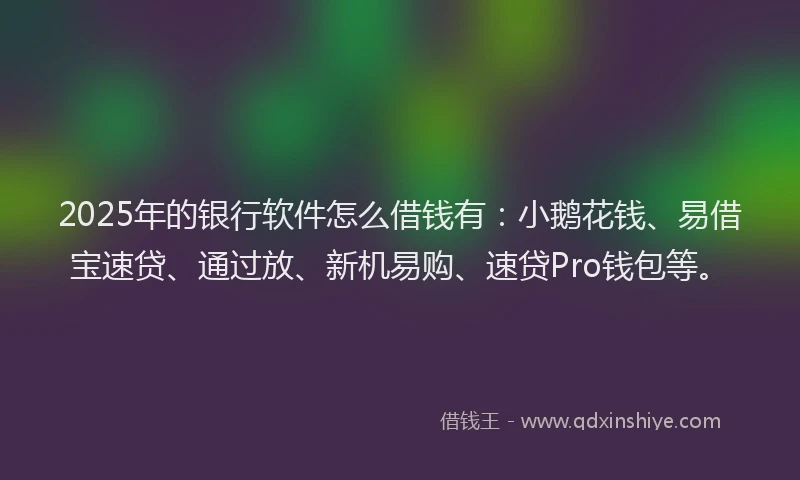 2025年的银行软件怎么借钱有：小鹅花钱、易借宝速贷、通过放、新机易购、速贷Pro钱包等。