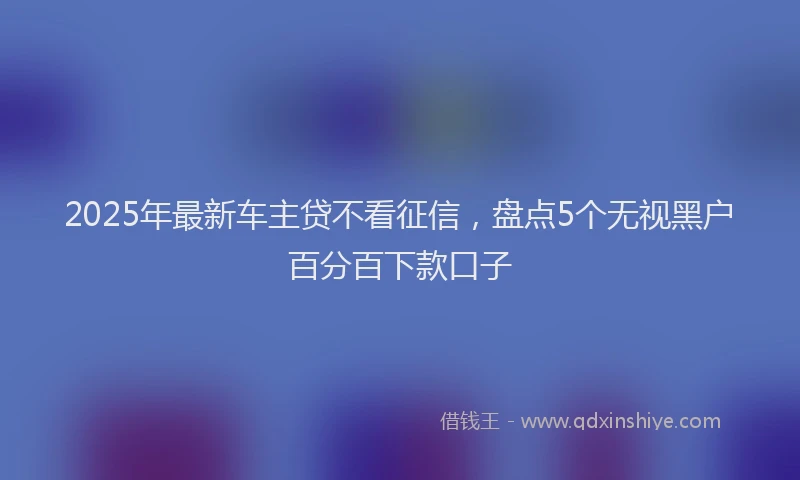 2025年最新车主贷不看征信,盘点5个无视黑户百分百下款口子