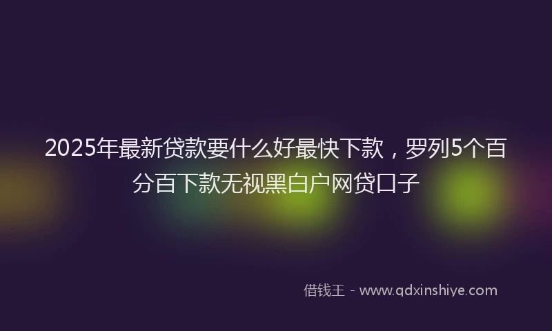 2025年最新贷款要什么好最快下款，罗列5个百分百下款无视黑白户网贷口子