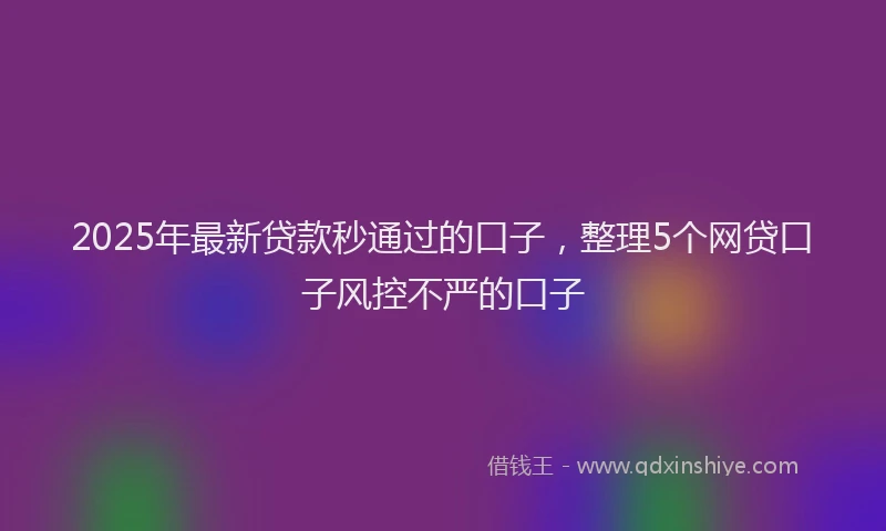 2025年最新贷款秒通过的口子，整理5个网贷口子风控不严的口子